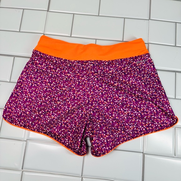 Nike Dri Fit Women's Athletic Running Shorts with pockets- Purple and Orange 292 - Picture 3 of 9